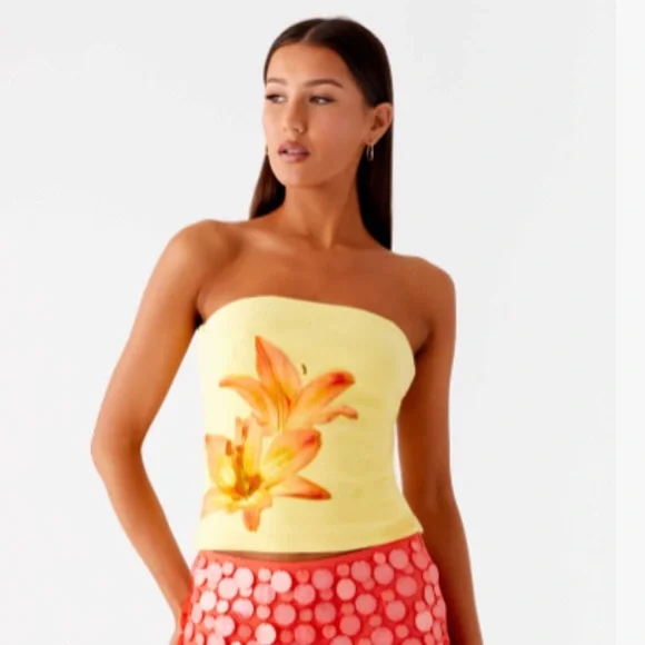 Peppermayo Yellow Floral Tube Top - Picture 1 of 3